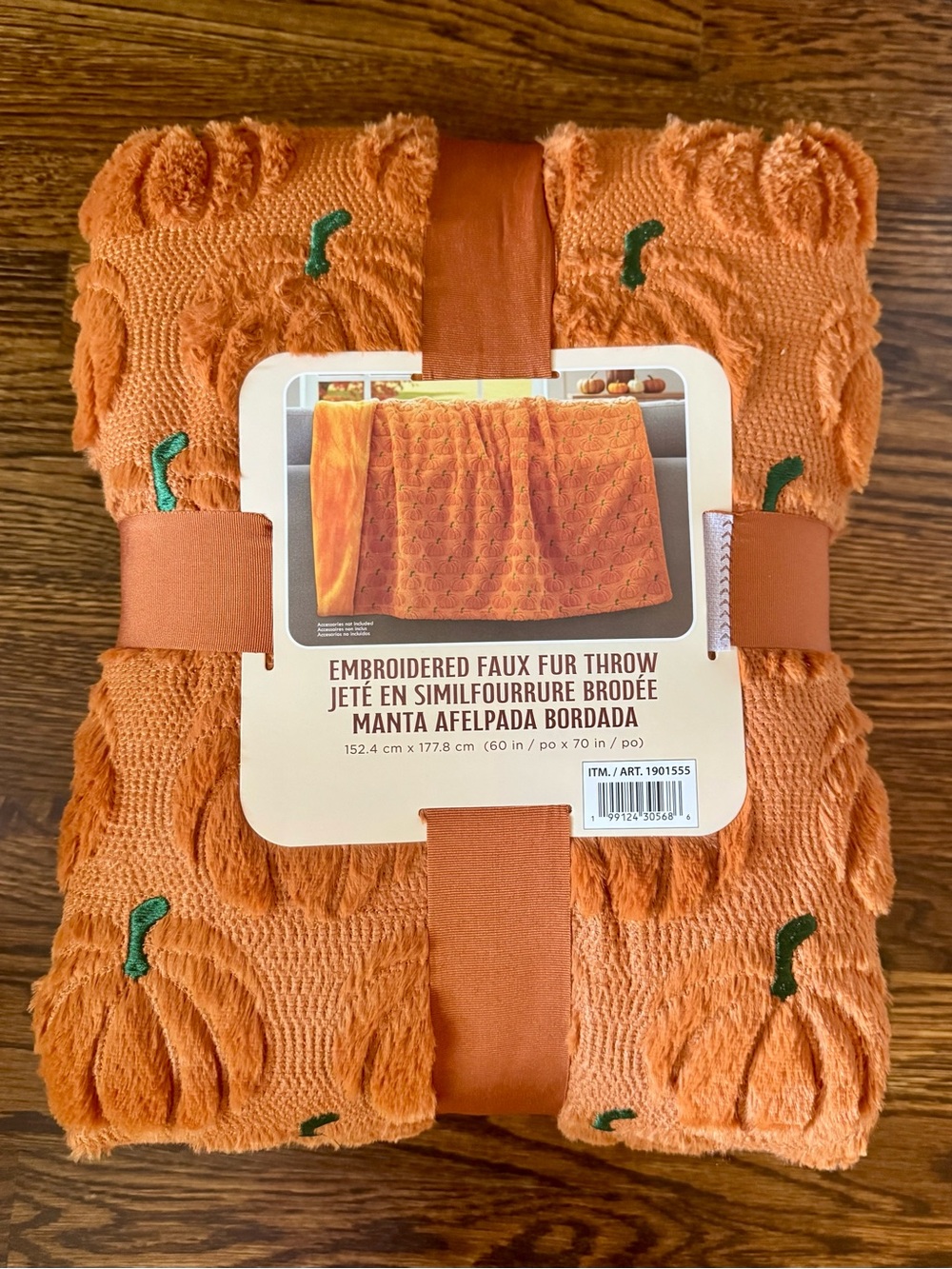 Viral Tik Tok Costco Embroidered Faux Fur Embroidered Pumpkin Throw Blanket